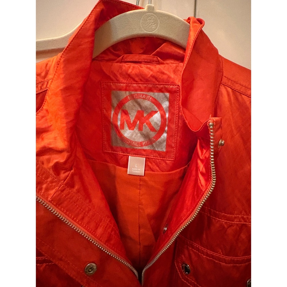 Michael Kors Womens Metallic Orange Field Jacket Belted Utility Coat Large - Picture 2 of 8